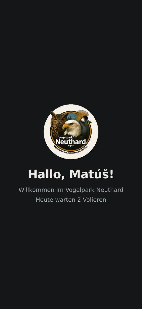 Begrüßung beim Öffnen der App